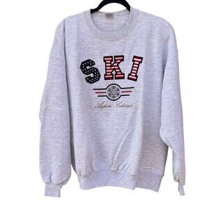 Vintage Crazy Shirts Hawaii 90s Ski Aspen Embroidered Sweatshirt Size Large